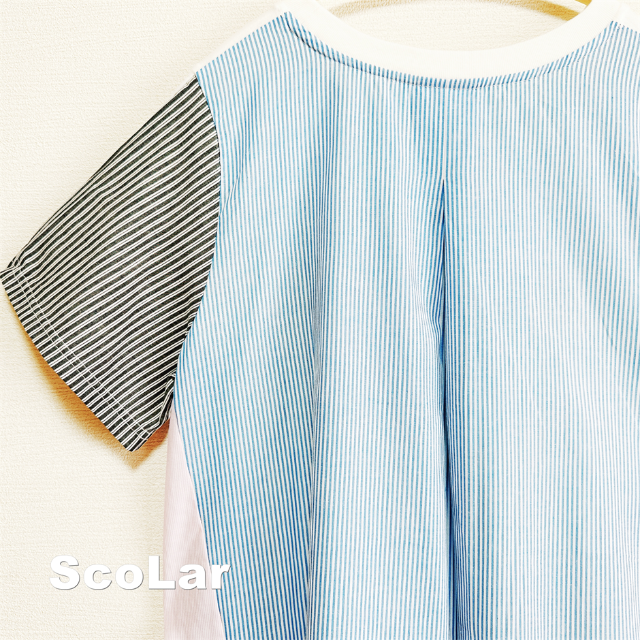 ScoLar(スカラー)の【ScoLar】スカラー 異素材ストライプ切替 ワンピース タグ付未使用 レディースのワンピース(ロングワンピース/マキシワンピース)の商品写真