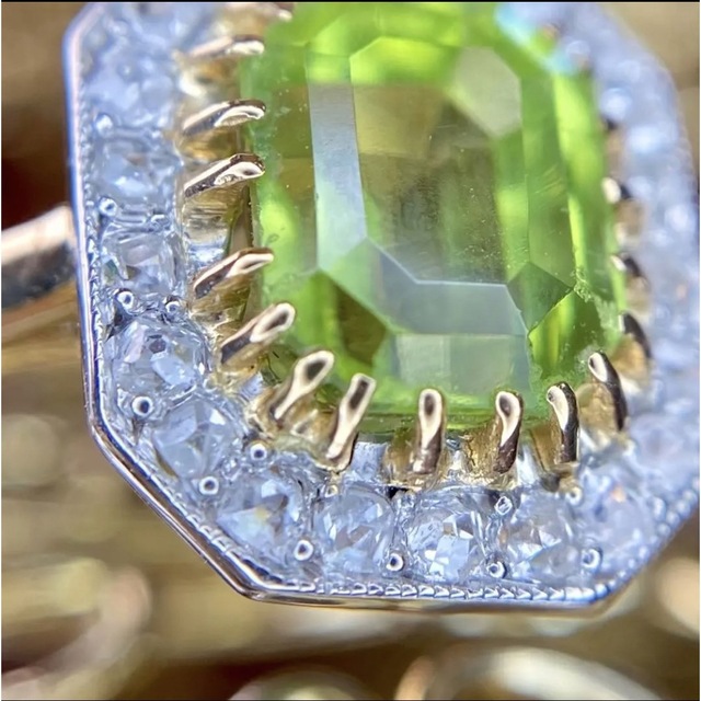 天然ペリドット1.0ct ラフカットダイヤモンドK18 10号-tops.edu.ng