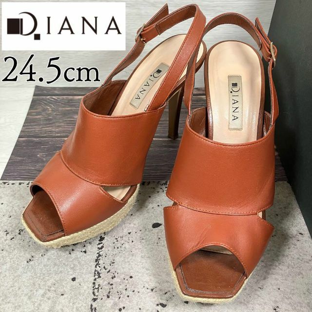 DIANA ダイアナ 24.5 ブラウン えんじ色 サンダル ハイヒール - 通販