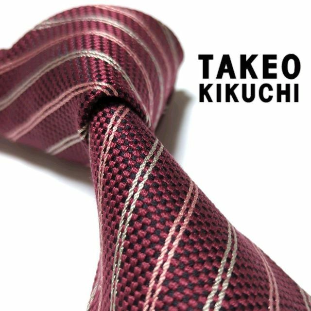TAKEO KIKUCHI(タケオキクチ)のタケオキクチ　ネクタイ　レジメンタル　ストライプ　高級シルク　ビジネス　光沢感 メンズのファッション小物(ネクタイ)の商品写真