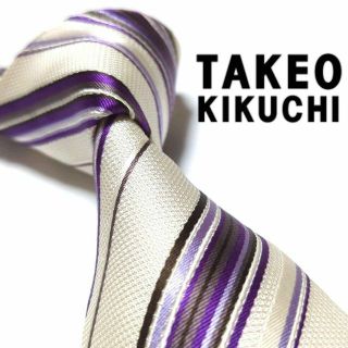 タケオキクチ(TAKEO KIKUCHI)のタケオキクチ　ネクタイ　ストライプ　レジメンタル　高級シルク　ビジネス　光沢感(ネクタイ)