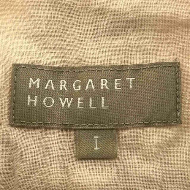 MARGARET HOWELL(マーガレットハウエル)のMARGARET HOWELL / マーガレットハウエル | リネン バンドカラー プルオーバー 半袖 シャツ | 1 | ベージュ | レディース レディースのトップス(シャツ/ブラウス(半袖/袖なし))の商品写真