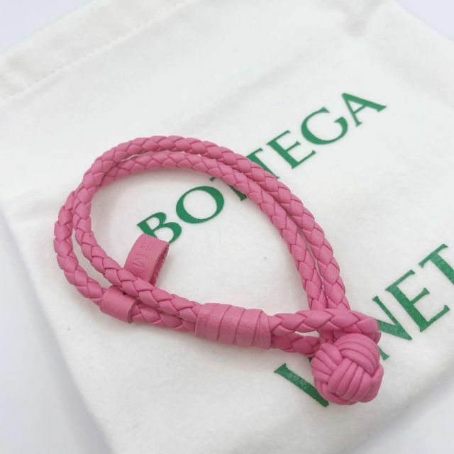 新品未使用】BOTTEGA VENETA レザーブレスレット ピンク