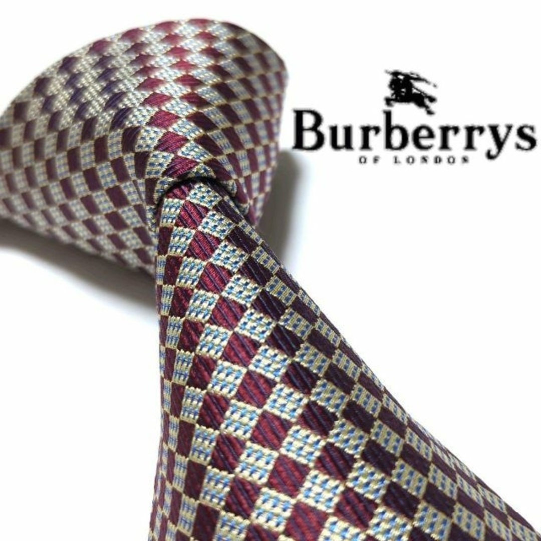 BURBERRY(バーバリー)のバーバリー　ネクタイ　チェック　ホースロゴ刺繍　ハイブランド　高級シルク　光沢感 メンズのファッション小物(ネクタイ)の商品写真