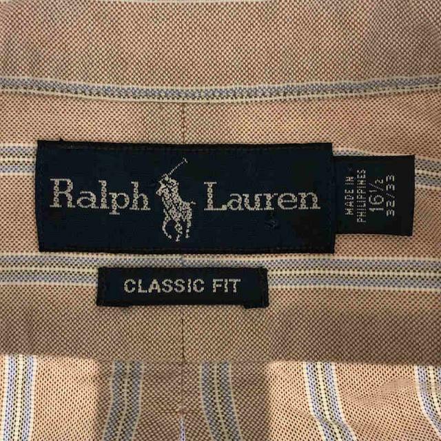 Ralph Lauren(ラルフローレン)のRALPH LAUREN / ラルフローレン | VINTAGE CLASSIC FIT ポニー ビッグシルエット コットン ストライプ ボタンダウン シャツ | 16 1/2 | ベージュ | メンズ メンズのトップス(Tシャツ/カットソー(七分/長袖))の商品写真