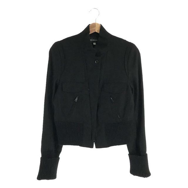 ANN DEMEULEMEESTER / アンドゥムルメステール | ウール シルク リブニット 切替 スタンドカラー ジップアップ ジャケット |  36 | ブラック | レディース | フリマアプリ ラクマ