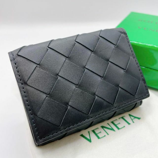 新品未使用】BOTTEGA VENETA 折財布 三つ折り BLACK - 折り財布