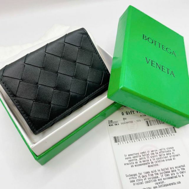 新品未使用】BOTTEGA VENETA 折財布 三つ折り BLACK - 折り財布