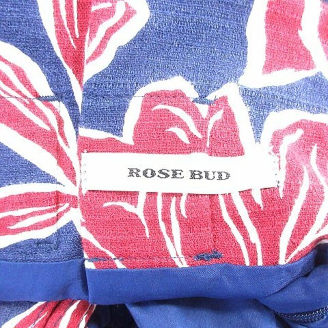 ROSE BUD(ローズバッド)のローズバッド フレアスカート ロング 花柄 ウエストマーク F 紺 ネイビー レディースのスカート(ロングスカート)の商品写真