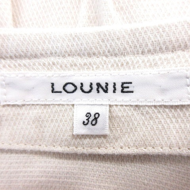 LOUNIE(ルーニィ)のルーニィ ノーカラージャケット ブルゾン 麻混 リネン混 七分袖 38 ベージュ レディースのジャケット/アウター(ブルゾン)の商品写真