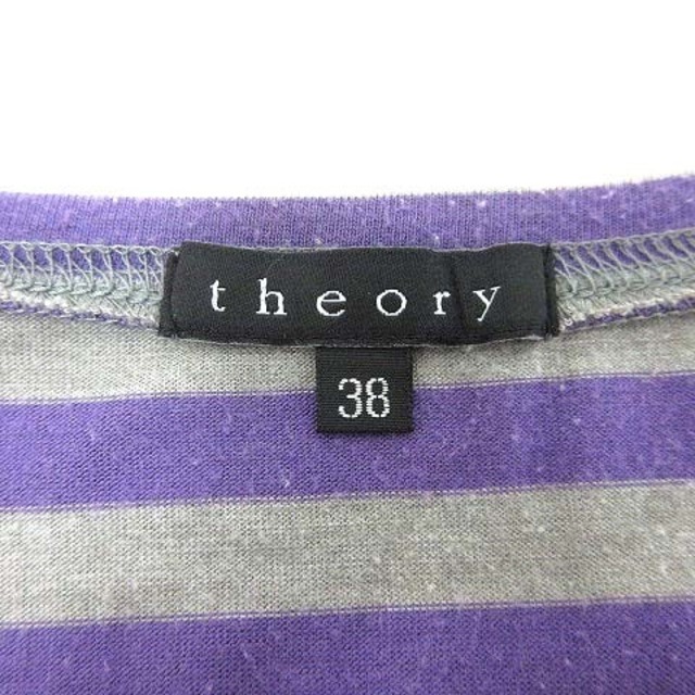 theory(セオリー)のtheory Tシャツ カットソー Vネック ボーダー 半袖 38 紫 グレー レディースのトップス(Tシャツ(半袖/袖なし))の商品写真