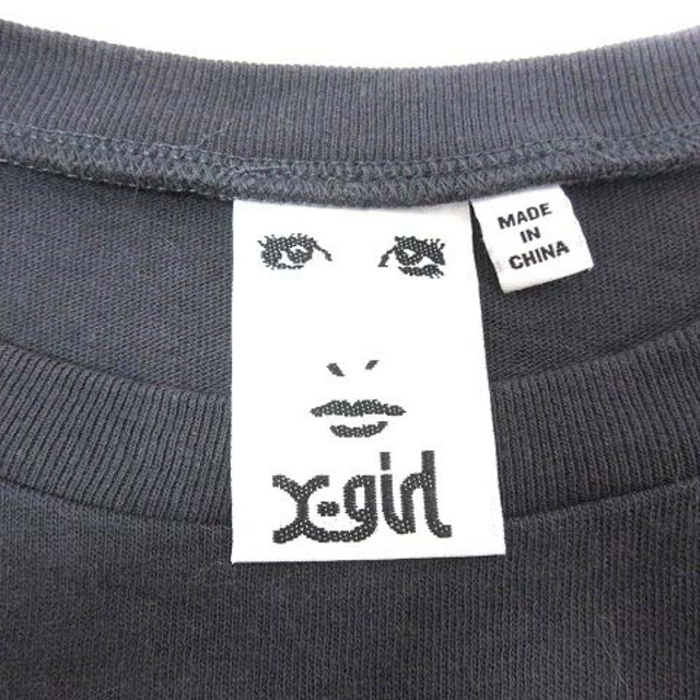 X-girl(エックスガール)のx-girl Tシャツ カットソー 切替 半袖 2 チャコールグレー 黒 レディースのトップス(Tシャツ(半袖/袖なし))の商品写真