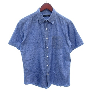 レイジブルー(RAGEBLUE)のレイジブルー ステンカラーシャツ 半袖 麻混 リネン混 S 青 ブルー /AU(シャツ)
