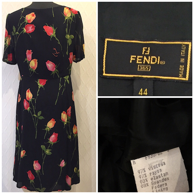 FENDI フェンディ チューリップ柄 ワンピース ブラック