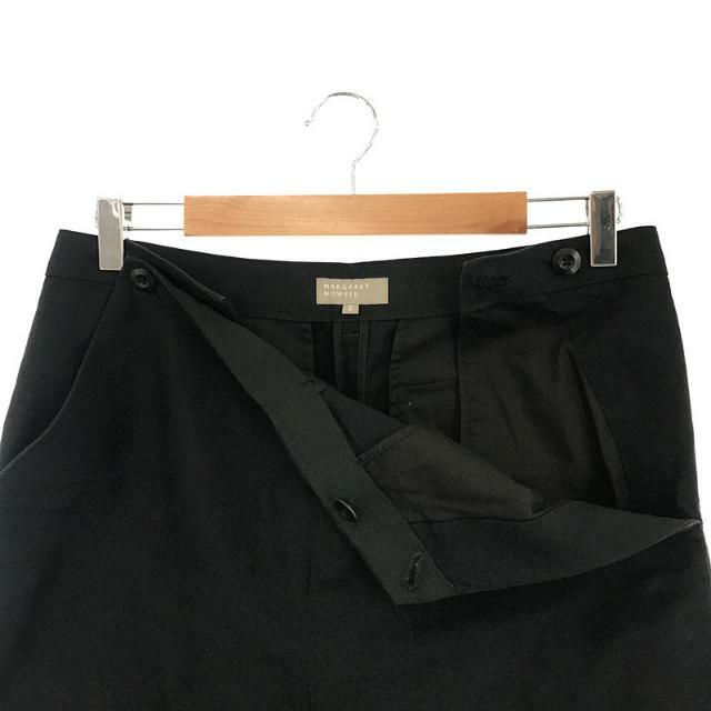 MARGARET HOWELL / マーガレットハウエル | コットン リネン クロップド ワイド パンツ | L | ブラック | レディース
