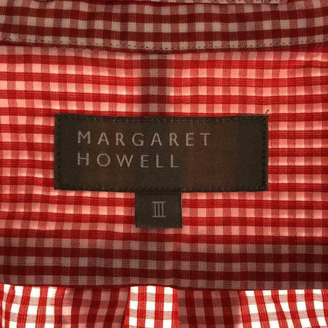 MARGARET HOWELL(マーガレットハウエル)のMARGARET HOWELL / マーガレットハウエル | コットン ギンガム チェック 丸襟 シャツ | 3 | レッド | レディース レディースのトップス(シャツ/ブラウス(長袖/七分))の商品写真