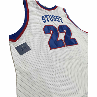 ステューシー(STUSSY)の【STUSSY】90s old stussy バスケシャツ 白 ユニフォーム(タンクトップ)