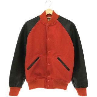 ザリアルマッコイズ(THE REAL McCOY'S)の【美品】  THE REAL McCOY'S / ザリアルマッコイズ | 旧タグ McCOY Sportswear レザー 切替 ウール スタジャン ブルゾン アワージャケット | 38 | オレンジ／ブラック | メンズ(その他)