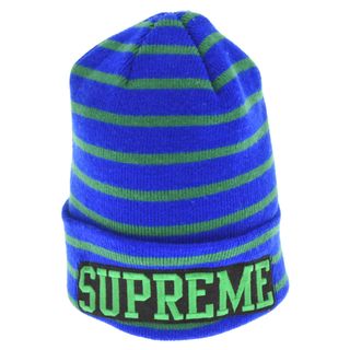 シュプリーム(Supreme)のSUPREME シュプリーム 14AW Team Stripe Beanie チームストライプビーニー ロゴワッペン ボーダー ニットビーニー ニットキャップ ブルー/グリーン(ニット帽/ビーニー)