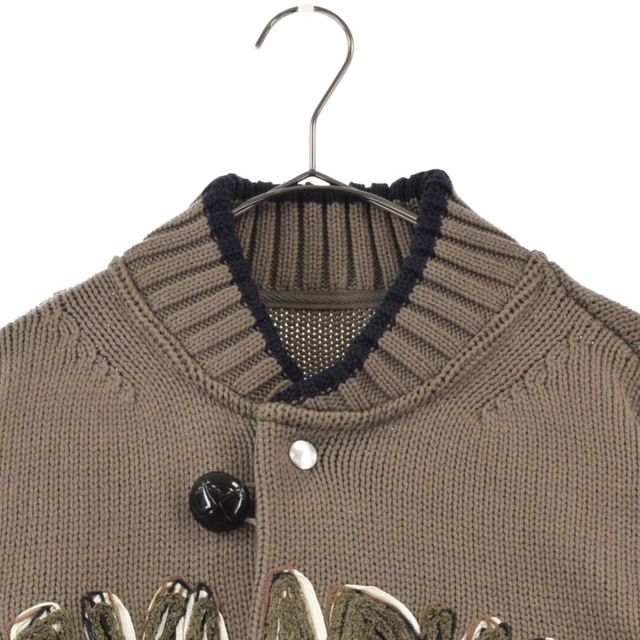 Sacai サカイ 23SS Eric Haze Code Embroidery Knit Blouson 23-02985M エリックヘイズ エンブロイダリーロゴ ニットジャケット ブラウン