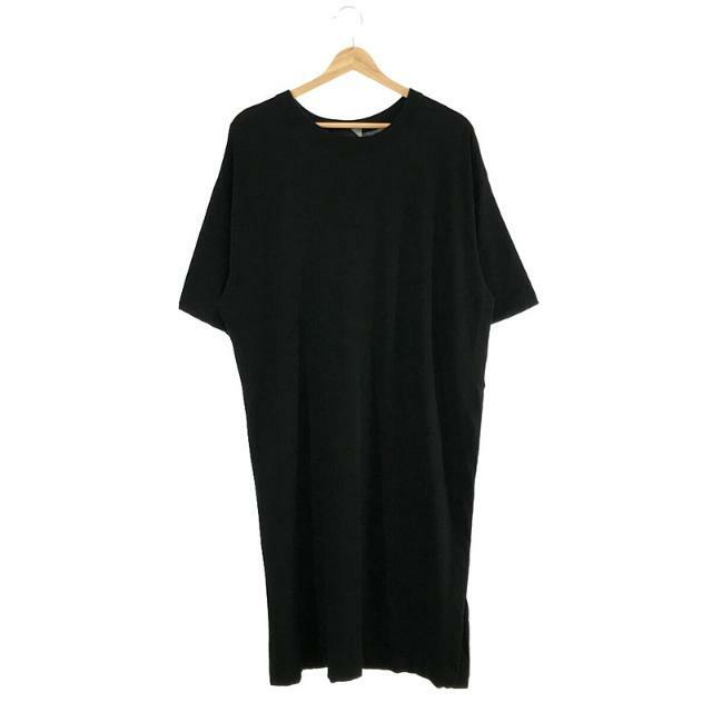 ATON / エイトン | FRESCA LONG SLIT フレスカ ロング スリット Tシャツ ワンピース | 2 | ブラック | レディース