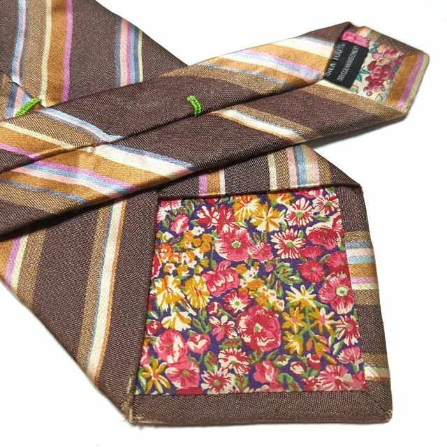 美品　ポールスミス　PaulSmith ネクタイ　花柄　ストライプ　総柄　光沢 Paul Smith ネクタイ 花 ストライプ レジメンタル 光沢