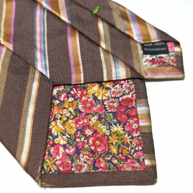 美品　ポールスミス　PaulSmith ネクタイ　花柄　ストライプ　総柄　光沢 Paul Smith ネクタイ 花 ストライプ レジメンタル 光沢