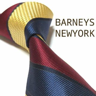 バーニーズニューヨーク(BARNEYS NEW YORK)のバーニーズニューヨーク　ネクタイ　レジメンタル　ストライプ　高級シルク　光沢感(ネクタイ)