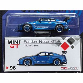 ニッサン(日産)のミニGT 1/64 パンデム GT-R R35 GTウイング メタリックブルー(ミニカー)