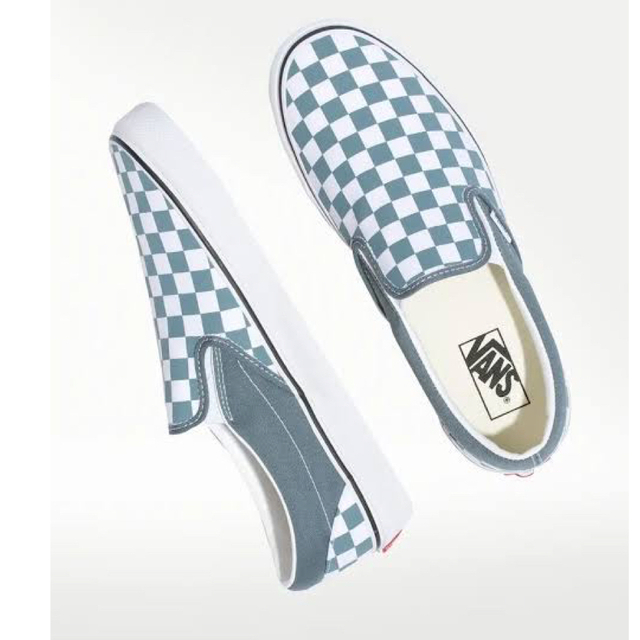 US企画【VANS 】スリッポン チェッカー×ミントグリーン