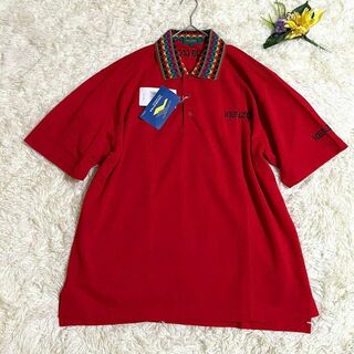 90s ケンゾーKENZOワンポイントロゴ刺繍 長袖ポロシャツ