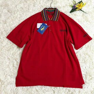 90s ケンゾーKENZOワンポイントロゴ刺繍 長袖ポロシャツ