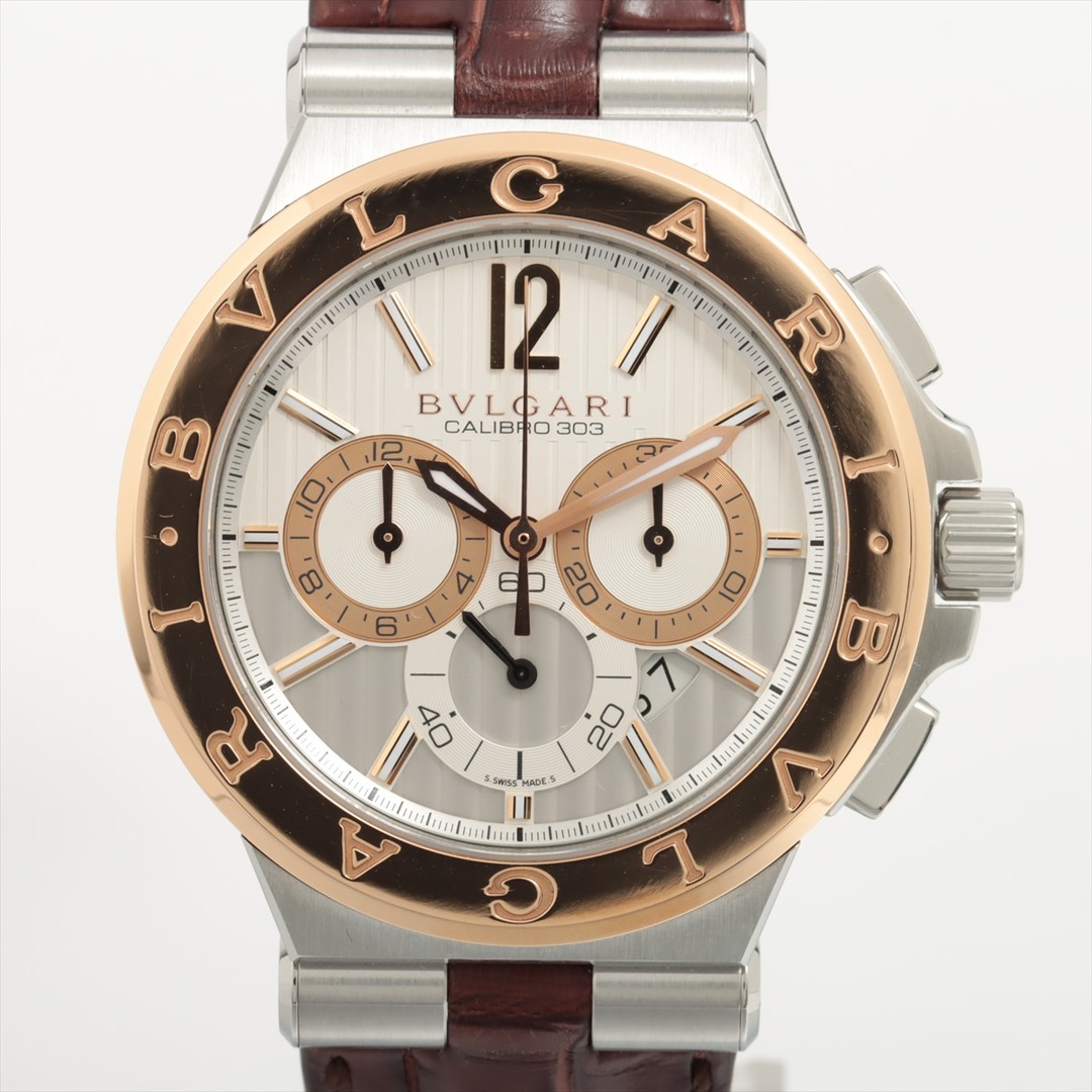 ブルガリ ディアゴノ カリブロ303 YG×SS ×革   メンズ 腕時計