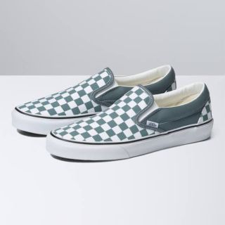 ヴァンズ(VANS)の27.5cm US企画【VANS 】スリッポン チェッカー×ミントグリーン(スニーカー)