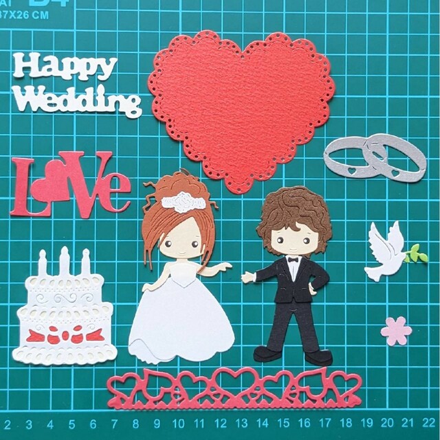 ダイカット Happywedding ウェルカムボード ハンドメイドのウェディング(ウェルカムボード)の商品写真