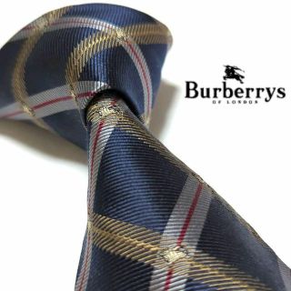 バーバリー(BURBERRY)のバーバリーズ　ネクタイ　ホースロゴ　チェック　ハイブランド　高級シルク　光沢感(ネクタイ)