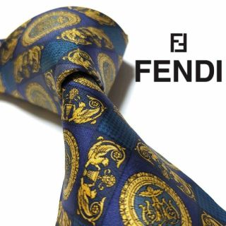 フェンディ(FENDI)のフェンディ　ネクタイ　総柄　チェック　ハイブランド　高級シルク　古着コーデ　光沢(ネクタイ)