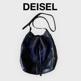 ディーゼル(DIESEL)の【送料込】DIESEL ショルダーバッグ レザー メッシュ ブラック×ブルー(ショルダーバッグ)