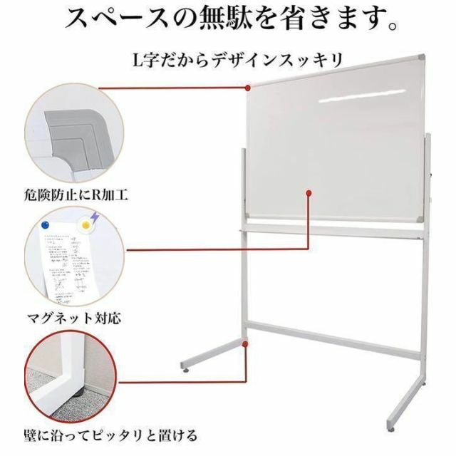 ホワイトボード (L字脚) 片面 無地 板面 1200×900mm 付属品付き