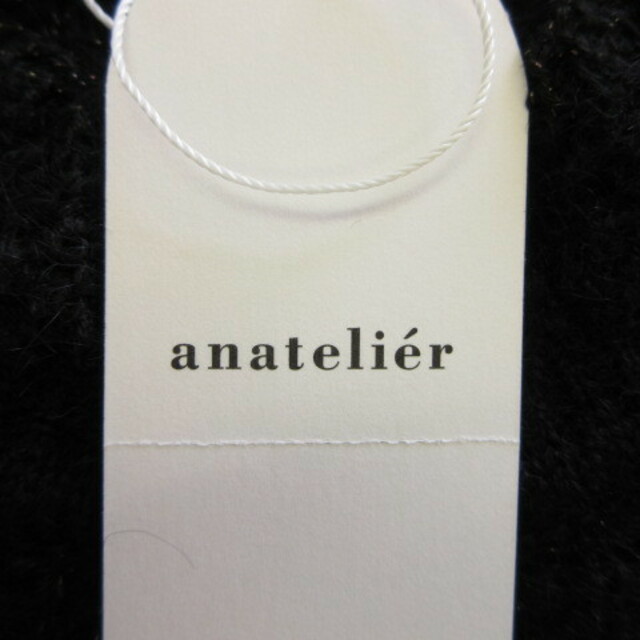 アナトリエ ANATELIER ニットワンピース 長袖 ミモレ丈 ラメ 黒 38