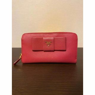 プラダ(PRADA)のPRADA プラダ サフィアーノ リボン ラウンドファスナー 長財布(財布)