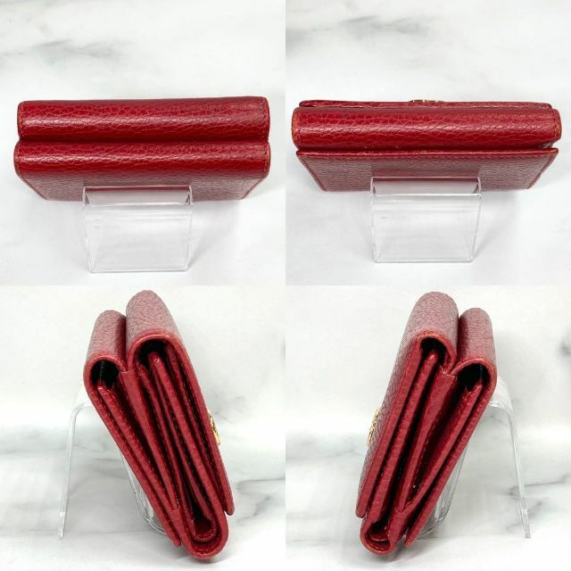 GUCCI(グッチ) GG 折り財布 コンパクト 赤 レザー TN515-