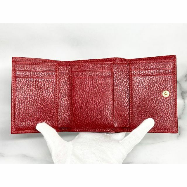 GUCCI(グッチ) GG 折り財布 コンパクト 赤 レザー TN515-