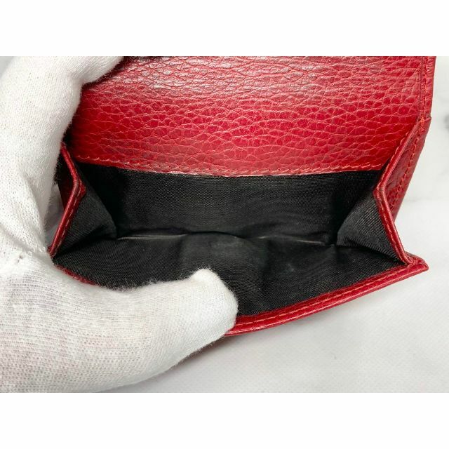 GUCCI(グッチ) GG 折り財布 コンパクト 赤 レザー TN515-