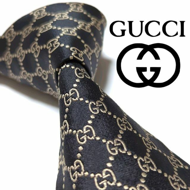 Gucci(グッチ)のグッチ　ネクタイ　GGチェーン　ハイブランド　高級シルク　光沢感　ビジネス　古着 メンズのファッション小物(ネクタイ)の商品写真