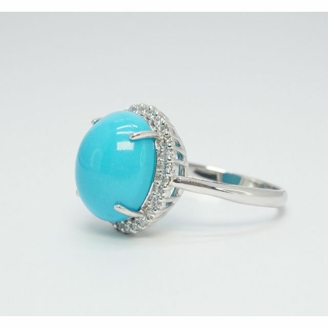 新品プラチナトルコ石ダイヤリング4.96ct D:0.25ct