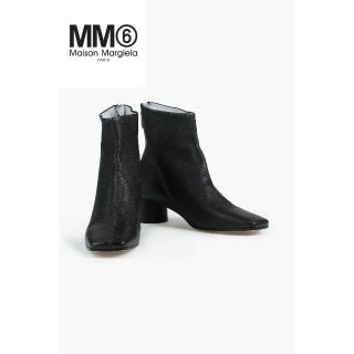 エムエムシックス(MM6)のMM6 MAISON MARGIELA テクスチャードレザー アンクルブーツ(ブーツ)