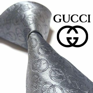 グッチ(Gucci)のグッチ　ネクタイ　GGロゴ　ジャガード　ハイブランド　高級シルク　肉厚　光沢感(ネクタイ)