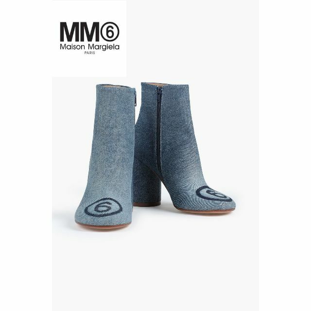 MM6 MAISON MARGIELA デニム アンクルブーツ ロゴプリント