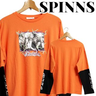 スピンズ(SPINNS)のSPINNS スピンズ フォトプリント レイヤード風 ロングTシャツ Mサイズ(Tシャツ(長袖/七分))